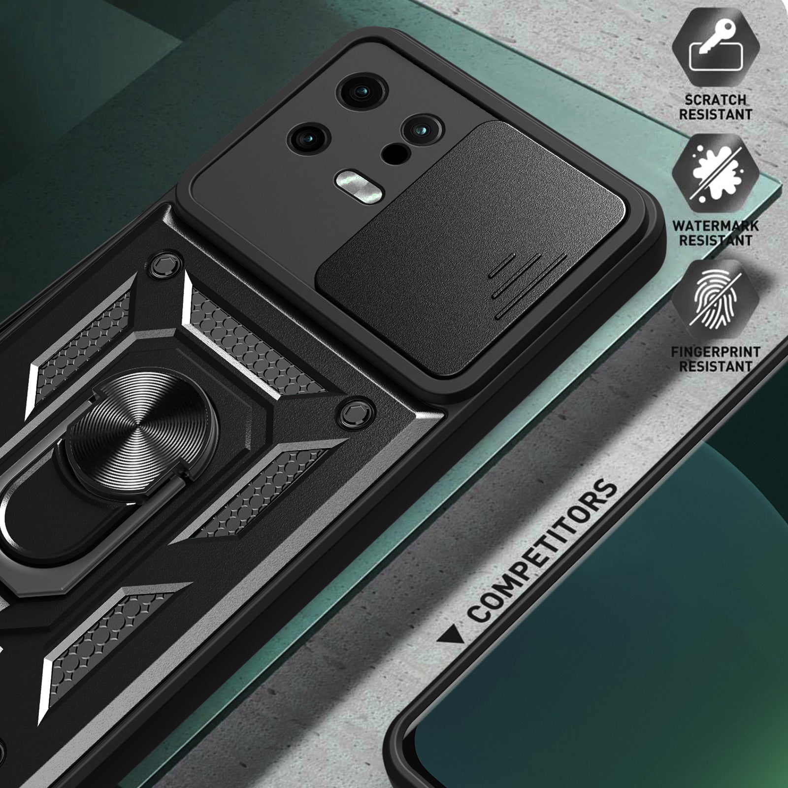 For Xiaomi 13 5G Ring Holder Kickstand PC TPU Hybrid Case Anti-drop Phone Cover with Slide Camera Protection For Xiaomi 13 5G Ring Holder Kickstand PC TPU Hybrid Case Anti-drop Phone Cover with Slide Camera Protection